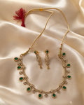 Emerald Green CZ Choker Necklace Set with Earrings