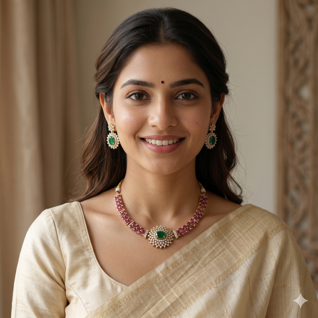 Ruby Emerald Elegance Necklace Set
