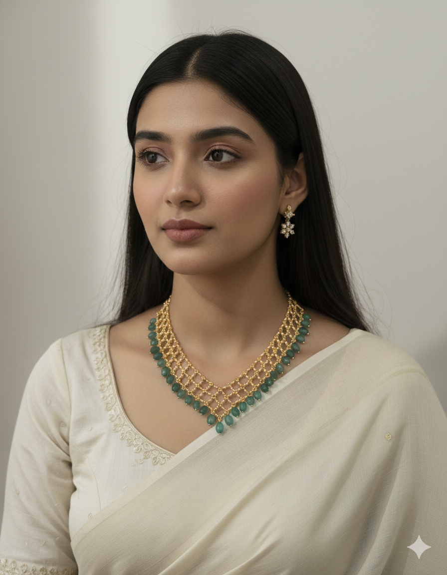 Elegant Green Beaded Layered Necklace