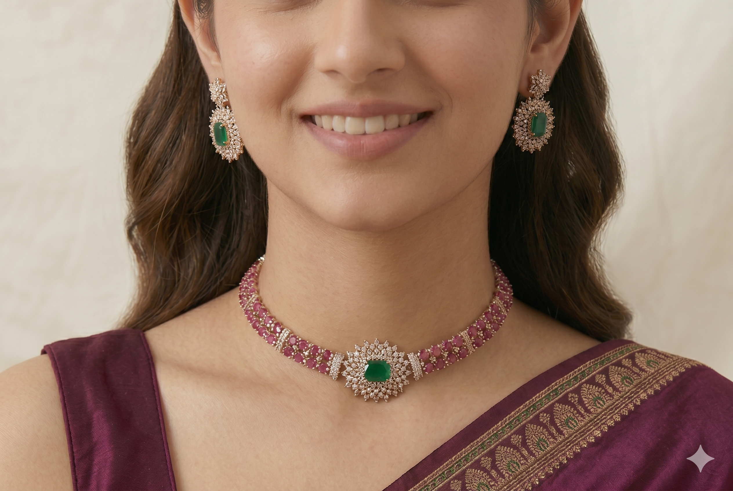 Ruby Emerald Elegance Necklace Set