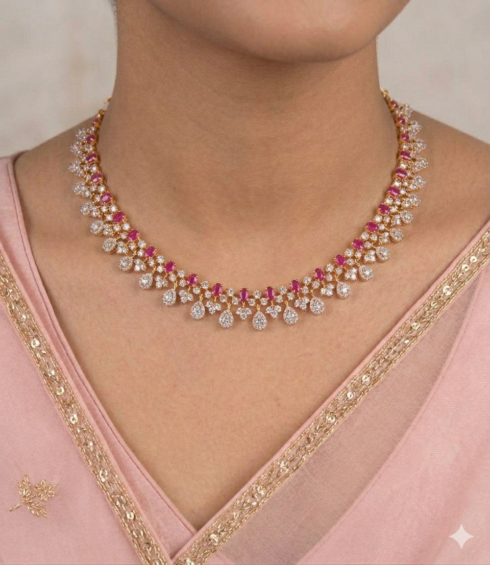 diamond-style stone necklace