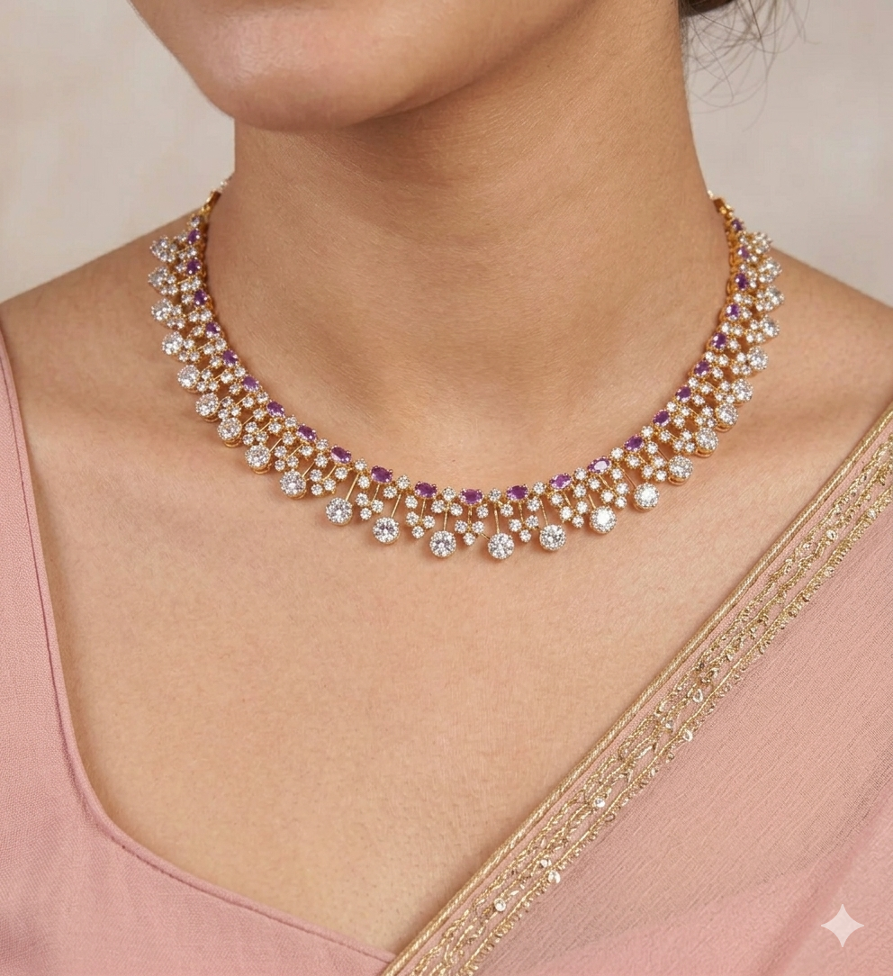 diamond-style stone necklace