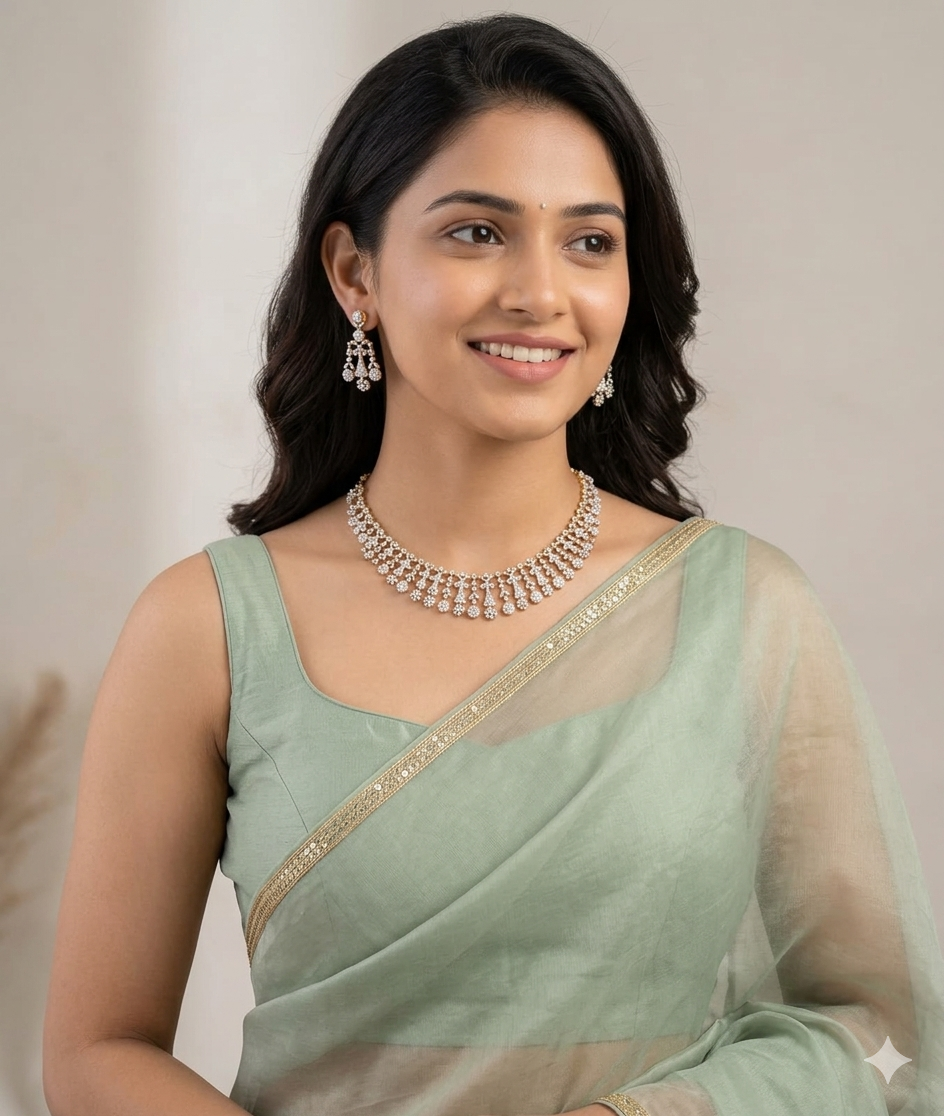 Elegant Cz Drop Necklace Set