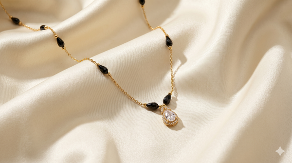 Elegant Black Bead Mangalsutra with Drop Pendant – Minimal Grace
