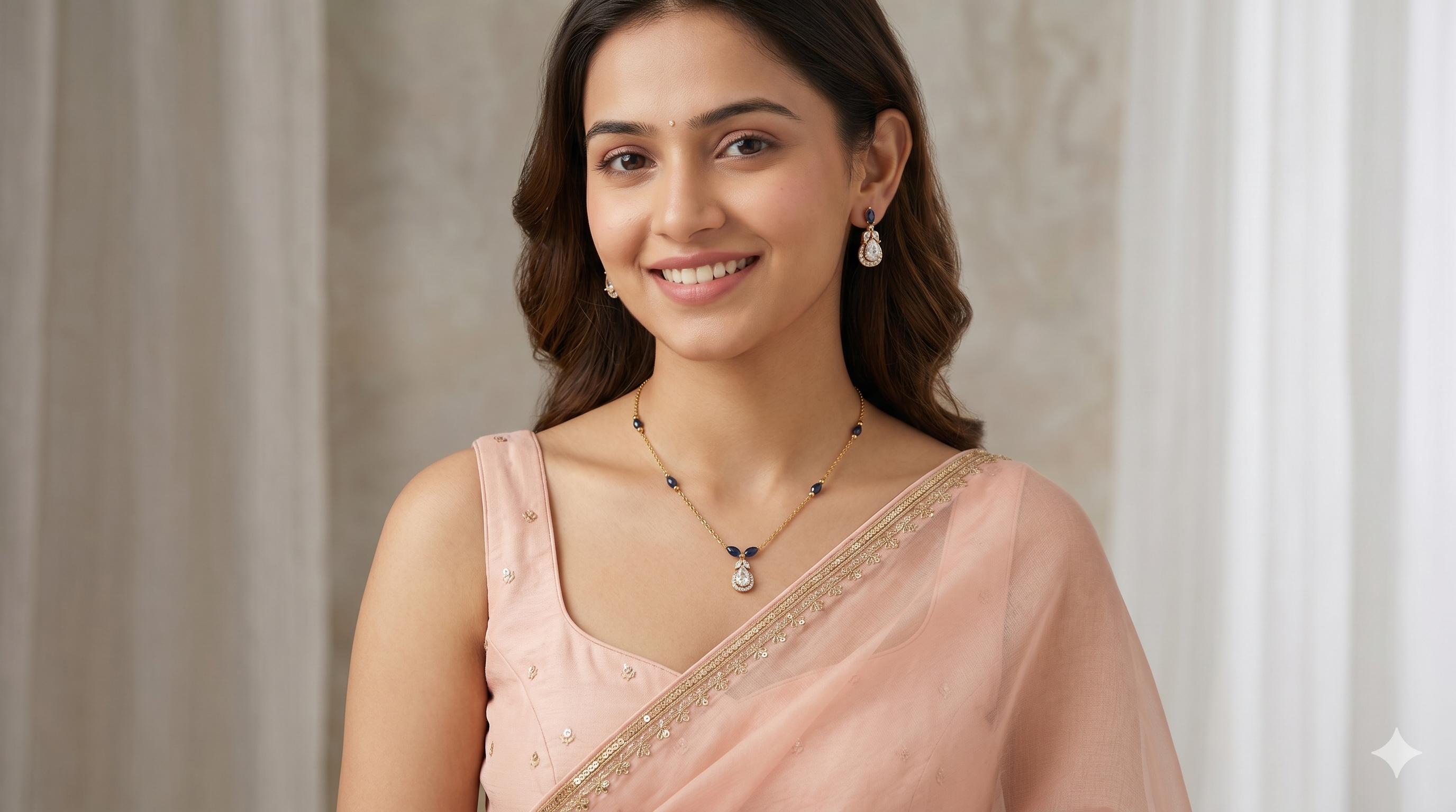 Elegant Black Bead Mangalsutra with Drop Pendant – Minimal Grace
