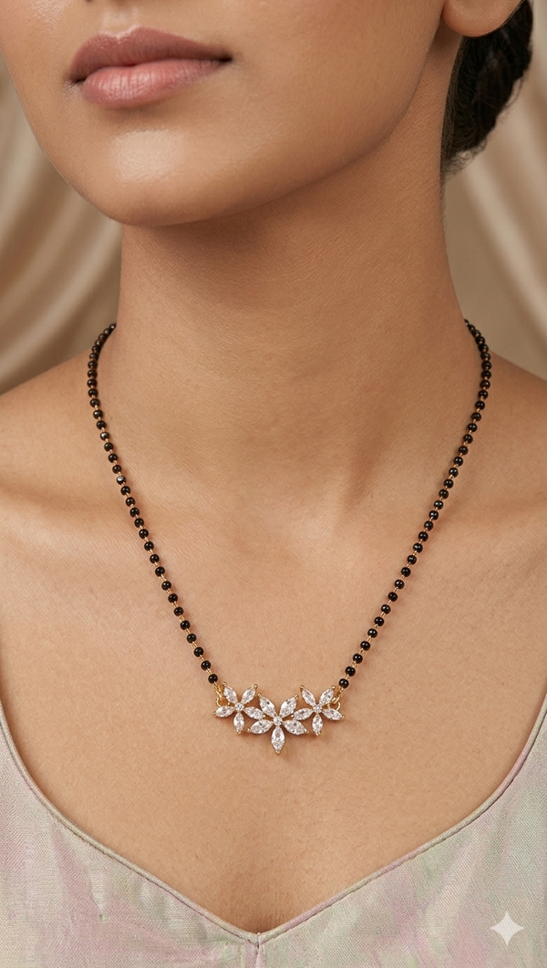 Elegant Floral Mangalsutra – Minimal Grace Collection