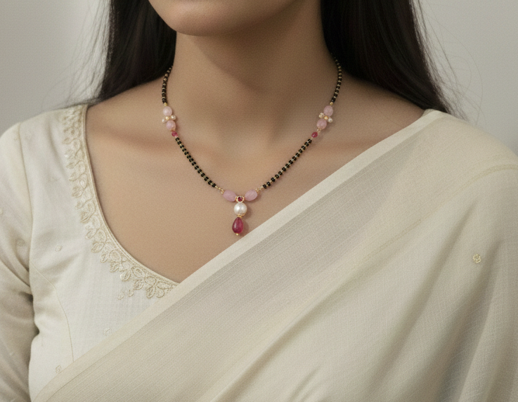 Elegant Pink Bead Mangalsutra – Soft Grace Collection