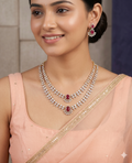 Royal Double Layer Diamond Finish Necklace Set