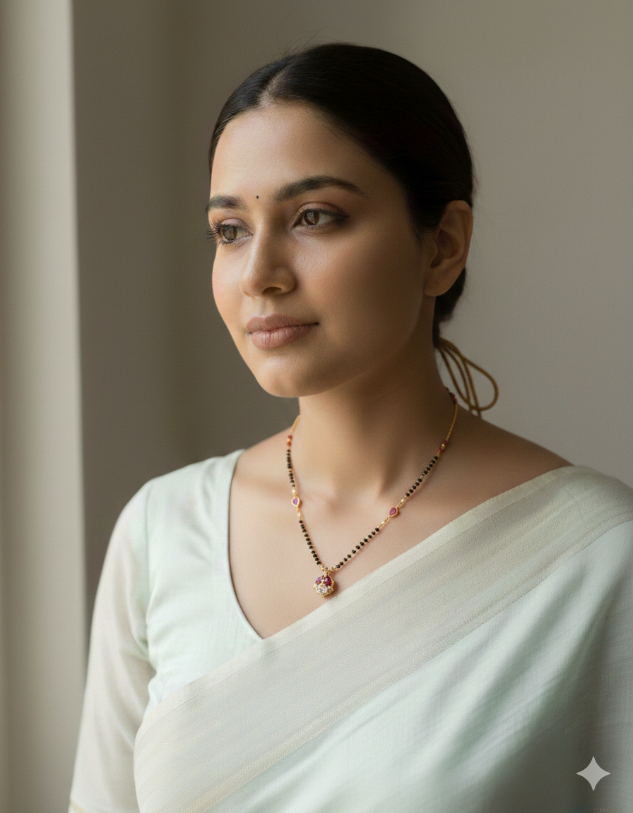 Elegant Pink Stone Mangalsutra – Traditional Minimal Charm