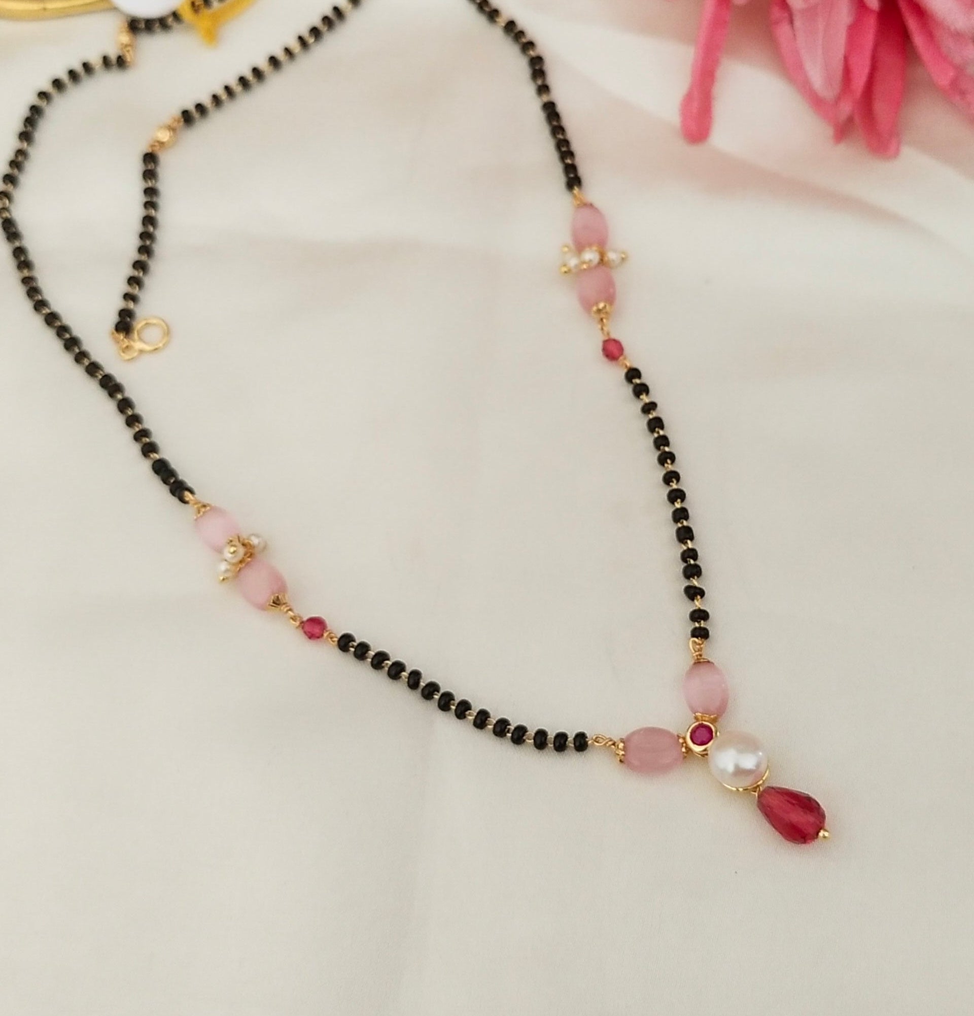 Elegant Pink Bead Mangalsutra – Soft Grace Collection