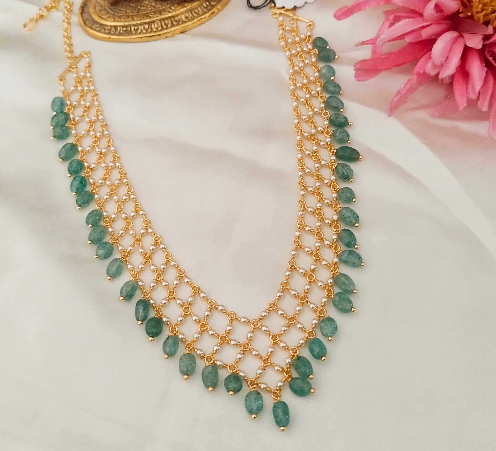 Elegant Green Beaded Layered Necklace