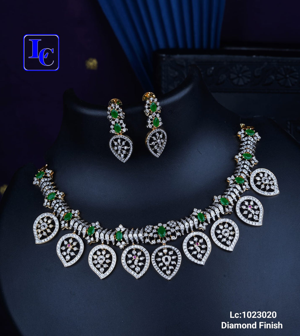 Royal Diamond Finish Statement Necklace Set – Heritage Elegance Collection