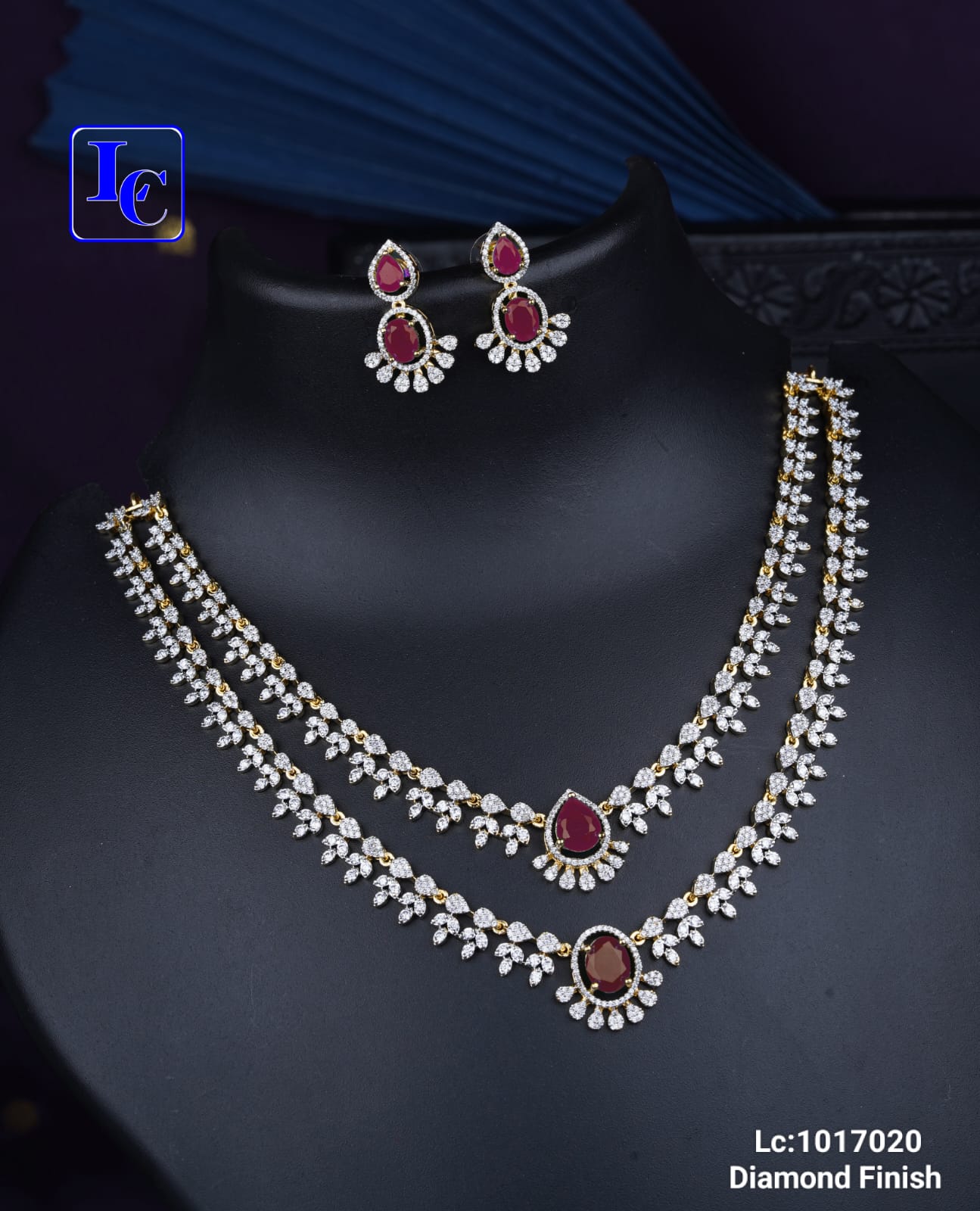Royal Double Layer Diamond Finish Necklace Set