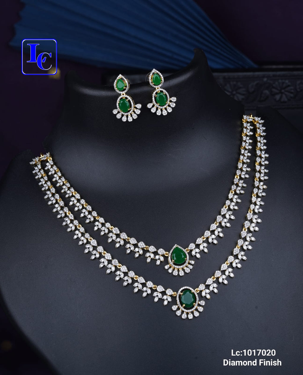 Royal Double Layer Diamond Finish Necklace Set