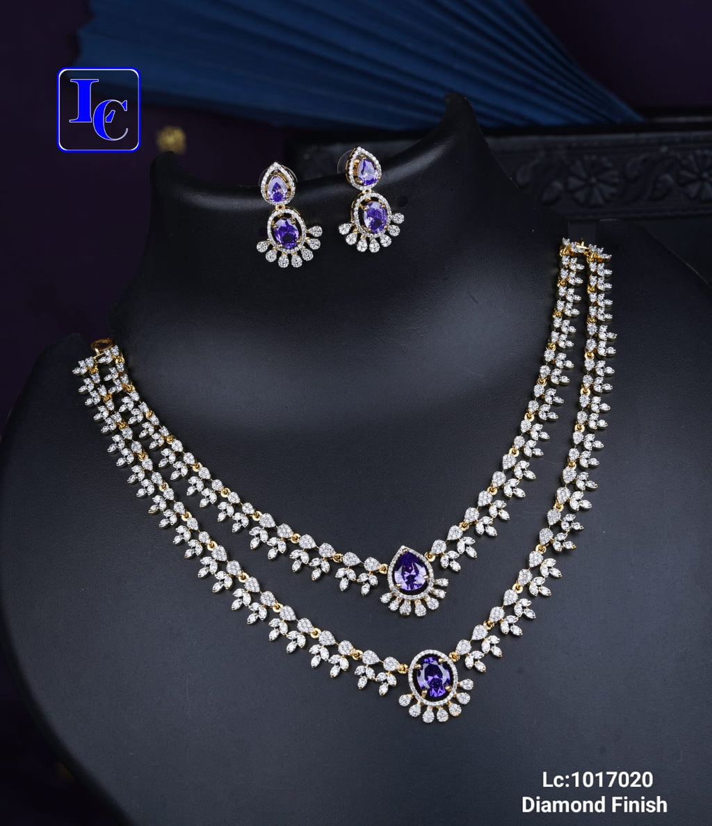 Royal Double Layer Diamond Finish Necklace Set