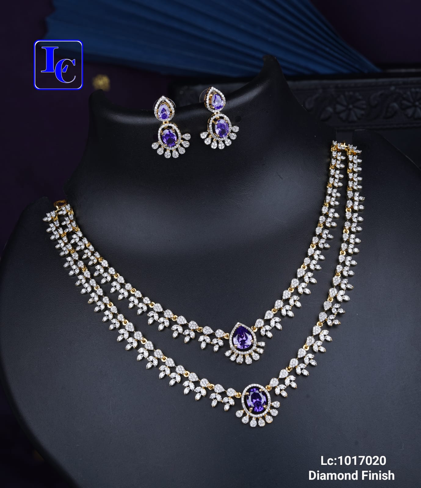 Royal Double Layer Diamond Finish Necklace Set