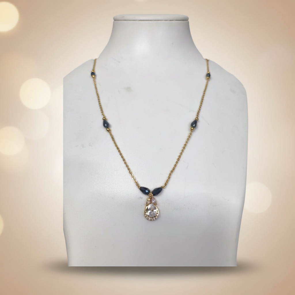 Elegant Black Bead Mangalsutra with Drop Pendant – Minimal Grace