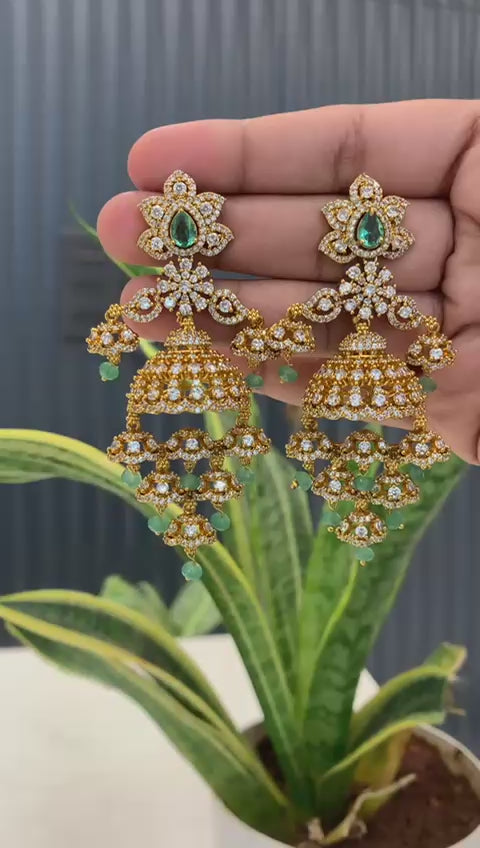 Royal Emerald Jhumka Earrings